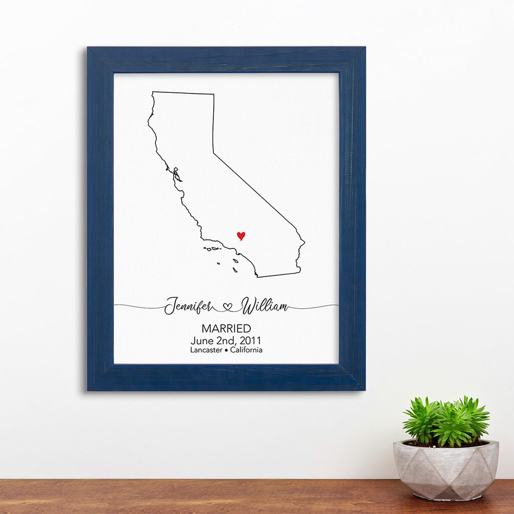 California State Map Art - Carnival Blue Frame