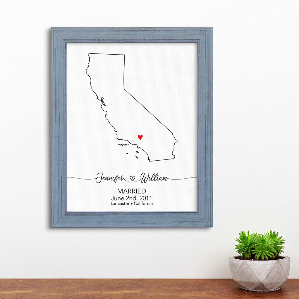 California State Map Art - Carnival Gray Frame
