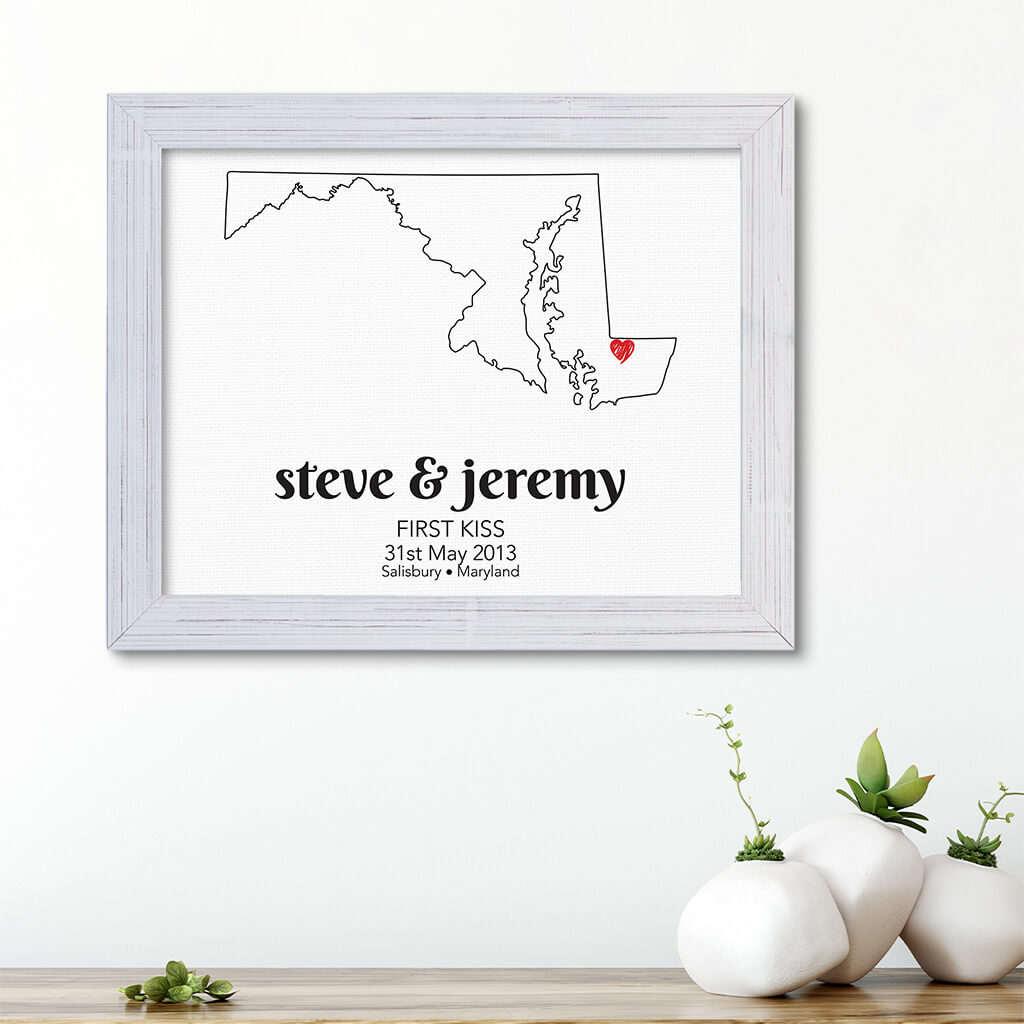 State Map Art - Carnival White Frame