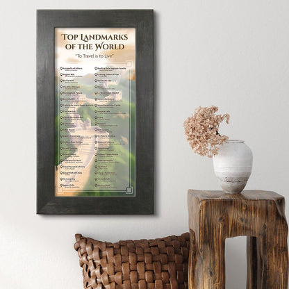 Top Landmarks Of The World Bucket List Rustic Black Frame