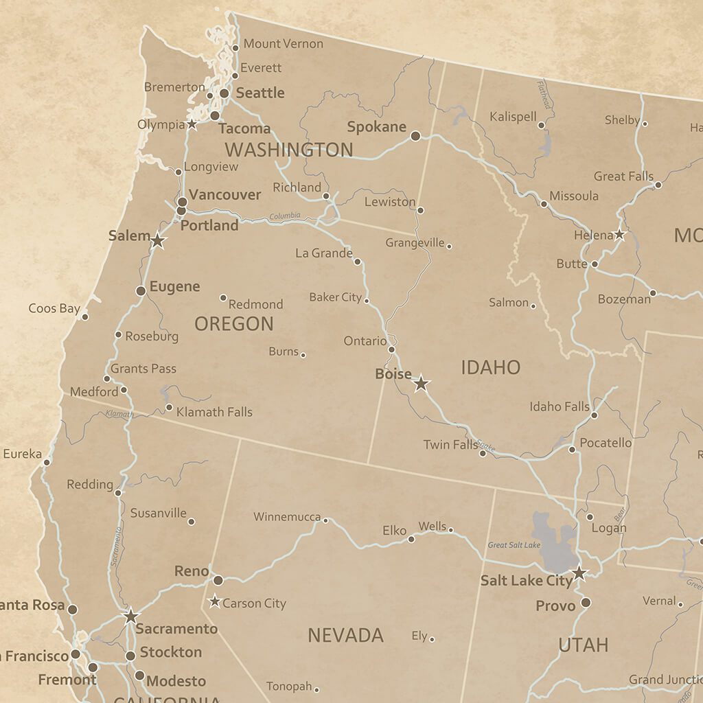 Closeup of Pacific Northwest